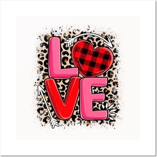 Cute Love Heart Leopard Print Valentines Day Women Girls Posters and Art